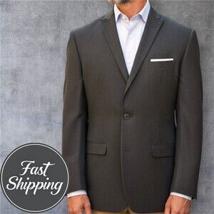 CALVIN KLEIN Mens Wool Blazer Sport Coat Two Button Jacket 40R Brown Double Vent